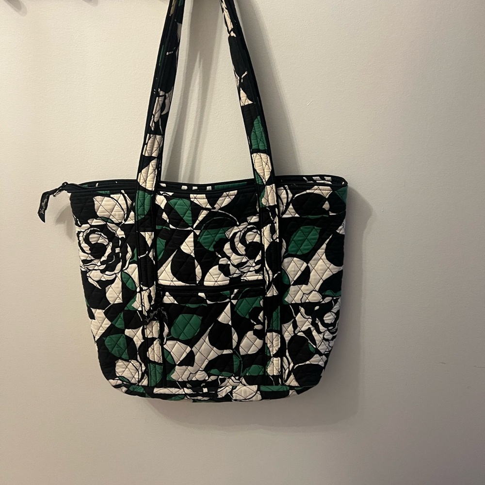 Vera Bradley Black and Green Floral Tote Bag